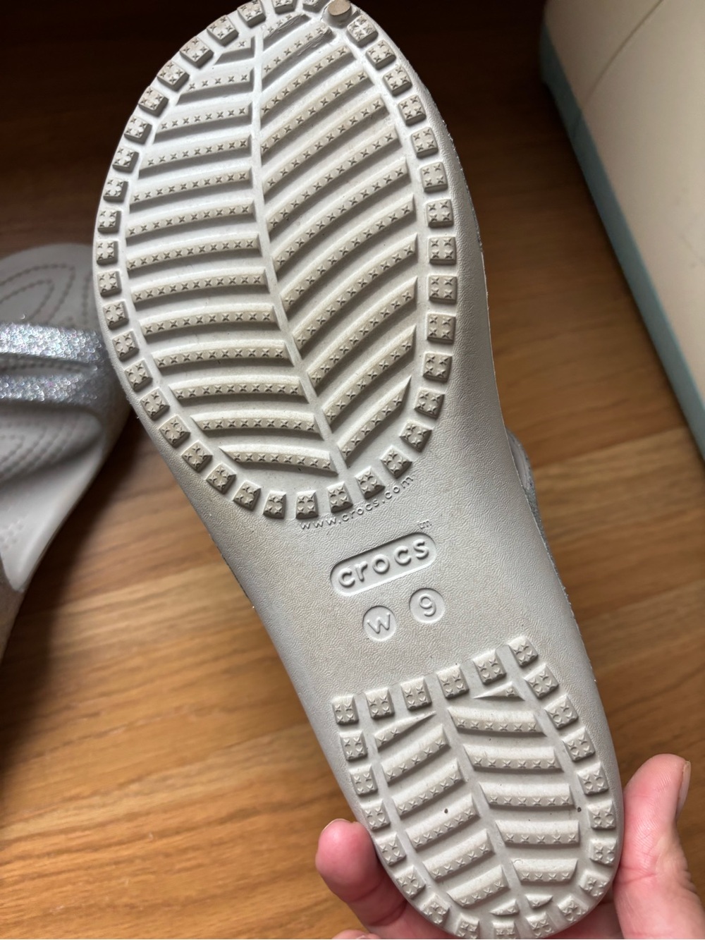 CROCS Women's Silver Glitter Sandals - Picture 6 of 6